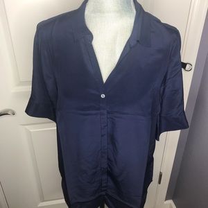 J. Crew Tops - NWT silk navy blue SS collared shirt J. Crew Tops - NWT silk navy blue SS collared shirt